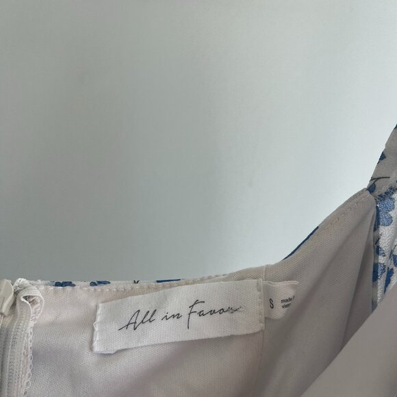 Nordstrom Whimsical Ruched White Blue Floral Print Mini Dress - Picture 2 of 3